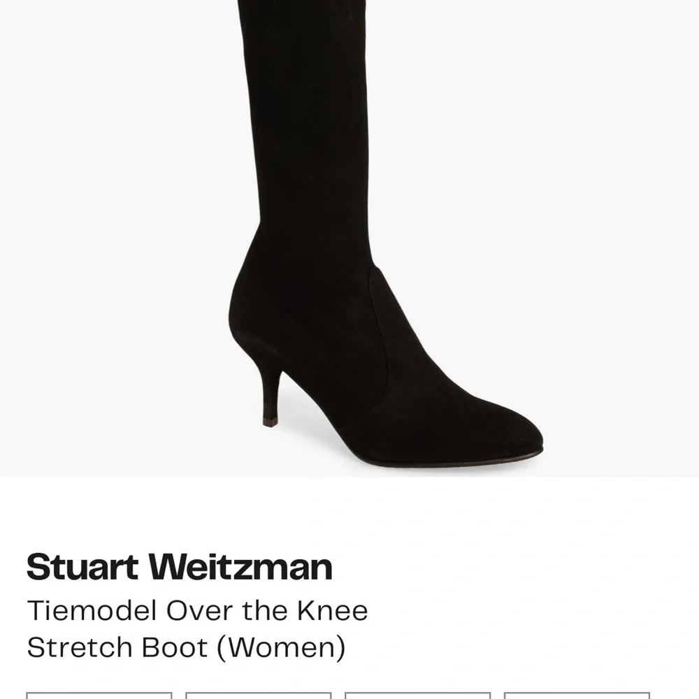 Stuart Weitzman Black Over-The-Knee Boots — Sleek Stretch Suede 9.5